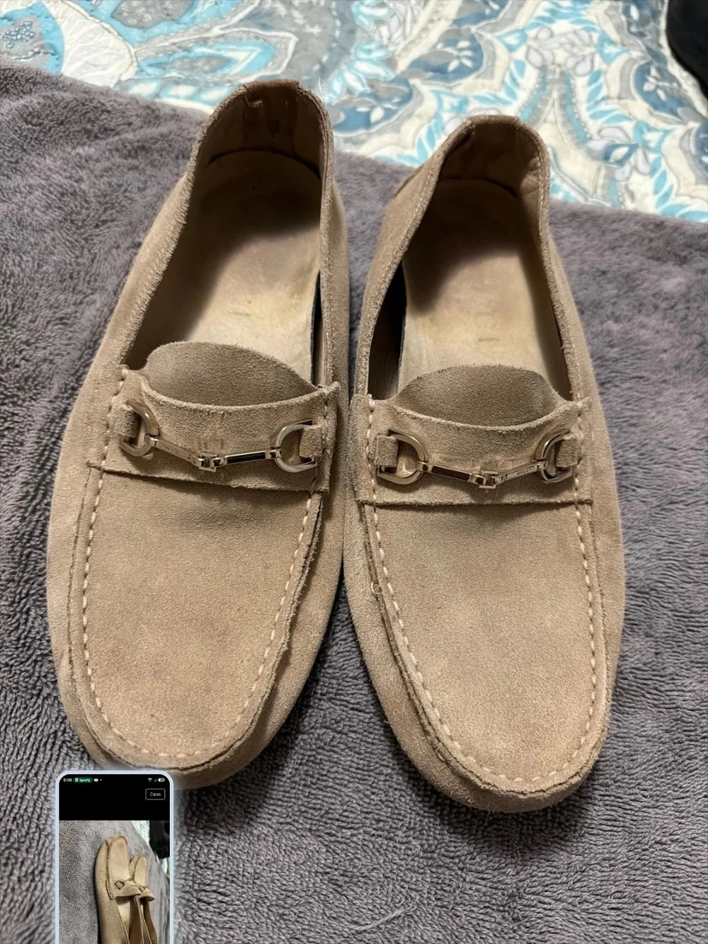 Gucci Men's Suede Bit Loafers in Tan